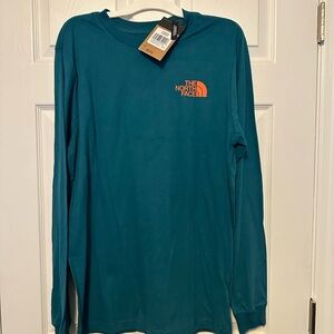 The North Face Teal and Orange Logo Tee
